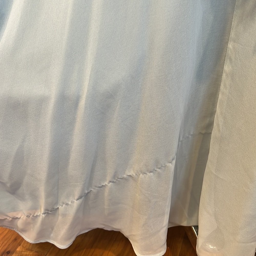 ✨HOST PICK✨David’s Bridal Dusty Sage Long Chiffon Surplice Tank Bridesmaid Dress - Picture 11 of 11